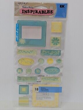 Inspirables Epoxy Tokens Sticker Set - Teal & Yellow